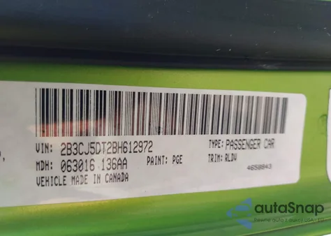 2011 Dodge Challenger R/T из США, поврежденный, VIN 2B3CJ5DT2BH612972